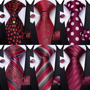 Nekbanden mode rood hart bedrukte heren zijden strip streep zakelijk punt bruiloft feest ketting pocket square manchetjes tie cadeau dibanguc240407