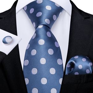 Cravates De Mode Blanc Dot Bleu Soie Cravate Ensemble Hommes De Noce Cravate Poche Carré Hommes Cravate Accessoires Cravate Cadeau Pour Hommes DiBanGu 230717