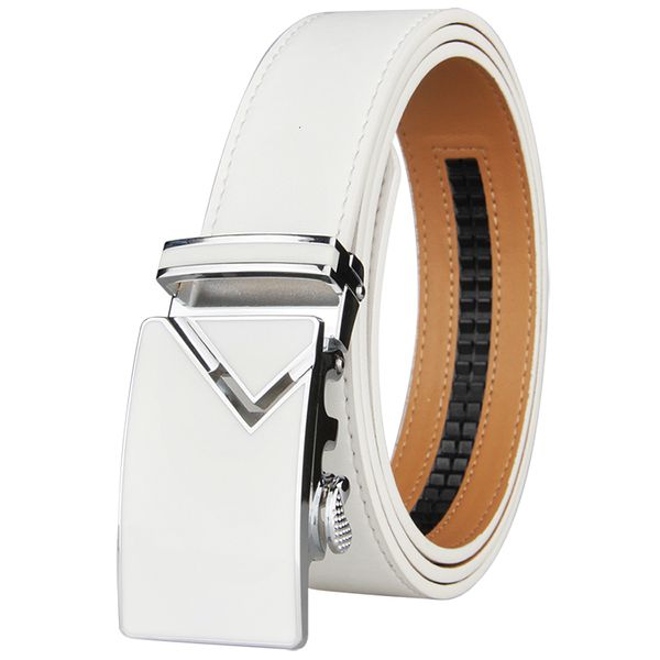 Cravates au cou à la mode blanc hommes ceintures automatique alliage boucle mâle ceinture véritable peau de vache cuir Golf grande taille 130 cm 230718