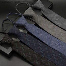 Nekbanden formeel 8 cm zakelijke stropdas heren Brits professionele geruite rits zipper lui 6 cm Koreaanse casual smal cadeaubboxq