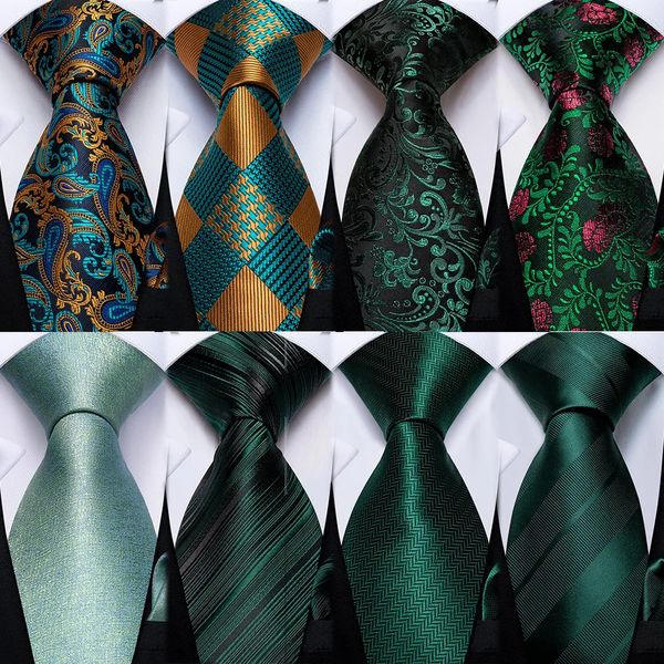 Cravates Cadeau Hommes Cravate Sarcelle Vert Paisley Nouveauté Design Cravate De Mariage En Soie pour Hommes Boutons De Manchette Handky Cravate Ensemble DiBanGu Party Business Fashion 231208