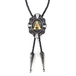 Cravates Dorées Lettre Initiale A à Z Antique Silver Western Cowboy Rodeo Bolo Cravate Réglable Nouveauté Cravates pour Hommes Accessoires Cadeaux J230227