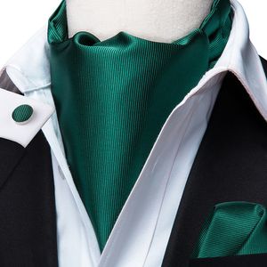 Cravates Vert Soie Solide Ascot Cravate Cravate Scrunch Self Style Britannique Gentleman Robe Foulards Cravates Fête De Mariage Ascot Hanky Set Hi-Tie 230818