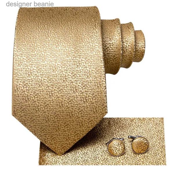 Corbatas Hi-Tie Diseñador Oro Sólido Seda Boda Corbata Para Hombres Handky Gemelos Regalo Hombres Corbata Moda Fiesta De Negocios DropshipingL231215