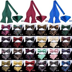 Coules de cou Hi Tie Silk Mens Bow Tie à bouffées de manchette Hanky Set Blue Red Gold Mens Jacquard Bow Wholesale Weddingc420407