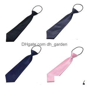 Corbatas de cuello Colores sólidos de alta calidad Corbata para niños Corbatas de cuello ajustables Corbata elástica de satén Accesorios de ropa Drop Dhgarden DHNDC