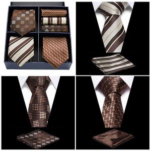 Nekbanden high -end heren stropdas set geschenkdoos met stropdas pocket square pakken voor feest huwelijksbedrijf vintage bloemen gravata voor mannen geschenken j230227