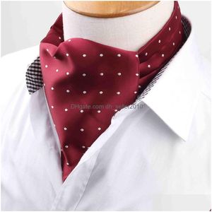 Corbatas para el cuello Cantidad alta Para hombre Corbata vintage Corbata formal Ascot Scrunch Self British Dot Caballero Poliéster Corbata de seda Drop Deliver Dhtnv