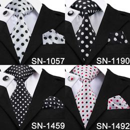 Nekbanden hitie ontwerper polka dot bindt 100 zijden stropdassen voor mannen 85 cm brede zakelijke bruiloft banden zakdoeken manchetknopen set