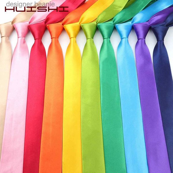 Corbatas HUISHI Corbata para hombre 38 colores sólidos Corbata delgada Poliéster Corbata estrecha Rojo Azul Corbatas de fiesta formales Moda Camisa diaria AccesorioL231215