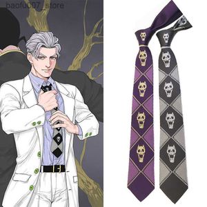 Neck liens japonais jojo cravate merveilleuse aventure cos jiliangji ombre crâne noir gris violet anime cravate