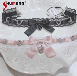 Nekbanden Japanse stijl schattige hartvormige kanten stickers ketting kraag choker vrouwelijk stiksels lieve meid saccesorios 230519