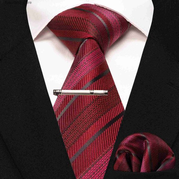 Corbatas JEMYGINS Nueva corbata clásica de seda para hombre 8 cm raya a cuadros dorada Paisley corbata de negocios pañuelo Set Regalo accesorios para fiesta de bodas L240313