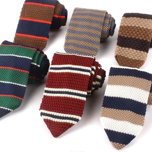 Cravates de cou tricot décontracté cravate maigre pour les garçons de fête filles tricotées cravate rayée mariage marié porter hommes 231216