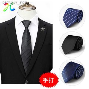 Nekbanden Koreaanse stropdas heren formele kleding streep zwart blauw bruidegom bruiloft handdie trendy tieq