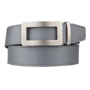 Stropdassen Luxe Designer Lederen Man Riem Top Kwaliteit Ratelband Automatische Grijs Zwart Heren Riemen Koeienhuid Golf 130cm Lengte 230718