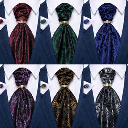 Cravates De Luxe Hommes Vert Bleu Paisley Ascot Cravate Ensemble Solide Cravate Anneau De Mariage Cravate Violet Cravates Poche Sqaure Bouton De Manchette Navire Libre J230227