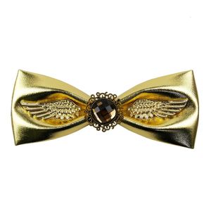 Cravates de luxe pour hommes, nœuds papillon pour mariage, haute qualité, cuir PU, métal, nœud papillon doré, Club, banquet, papillon, avec boîte-cadeau, 231128