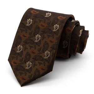 Nekbanden luxe mannen binden hoogwaardige 8 cm brede zakelijke banden mode formeel bruine stropdas heren geschenk J230227