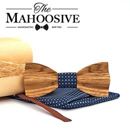 Cravates Mahoosive personnalité noeuds papillon en bois pour hommes accessoires de cravate de mariage nouveauté à la main solide zèbre bois noeud papillon cravate 231013