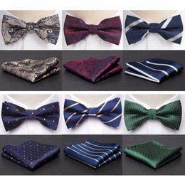 Neck Ties Men Bowtie Cravat Set Fashion Butterfly Party Wedding Girls Business Jacquard Bow Tie Bowknot Groothandel accessoires 230822