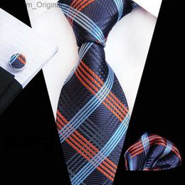 Cravate unie florale pour hommes 100% soie col jacquard poignée Gravata boutons de manchette ensemble de cravate de mariage de fête formelle pour hommes Z230802