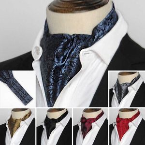 Nekbanden mannen vintage cravat bruiloft formele cravat ascot crinke self Britse stijl gentleman polyester paisley nek stropdas luxe