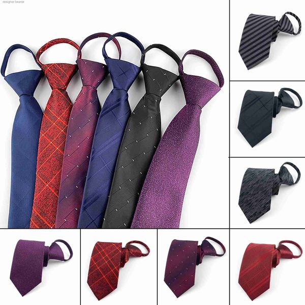 Corbatas para el cuello Hombres Cremallera Lazy Tie Color sólido Rojo Azul Negro Corbata de negocios Flaco Novio Vestido de fiesta Corbata de boda Accesorios GiftL231215