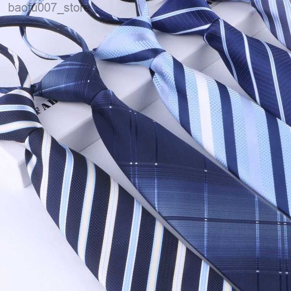 Corbata TIENES HOMBRE MURMENTE Boda informal Blue Stripe Trendy Conveniente con cremallera perezosa Fácil de tirar de la corbata formal