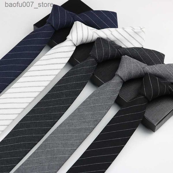 Corbata de cuello Corbalo para hombre 6cm Moda casual estrecha Corea versátil tendencia gris en blanco y negro Vestido formal Cottonq Cottonq