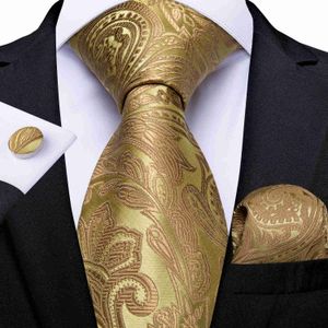 Cravates Hommes Cravate 100 Soie Classique Jacquard Tissé 8cm Or Jaune Formel Business Mariage Cravate Poche Carré Ensemble Costume Cravat DiBanGu