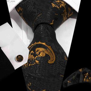 Nekbanden heren tie zak sjaal cufflinks set zakelijke jurk 8,5 cm jacquard paisley tie driedelige setq