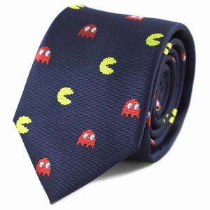 Nekbanden microfiber jacquard game thema karakter symbool geel en rode spook bind mannen stropdas vaderdag verjaardag tie bruiloft accessoire j230225