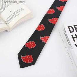 Corbatas Corbatas Brdwn Akatsuki Red Cloud Tie Juego de roles Collar Ninja Accesorios de Halloween Carnaval Regalo Corbata 145 cm Collar Juego de roles Prop Y240325