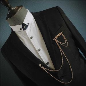 Nek stropdassen nekbanden casual mannelijke vrouwelijke Koreaanse trend retro ketting pin broche heren zilveren kraag pin halslijn accessoires 231128