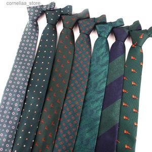 Cravates Cravates Cravates vert foncé pour hommes femmes costume cravate rayée pour fête affaires ic cravates florales Jcquard cravate de mariage cadeaux Y240325