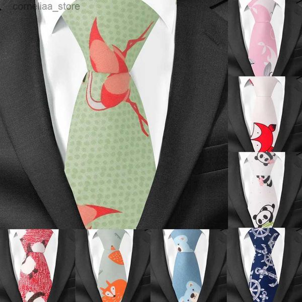 Coules de cou Ties de cou Tie à la mode Animal pour hommes Femmes Skinny Neck Tie pour le mariage Business Casual Cartoon Nectes IC Cost Slim Cotton Neck Ties Y240325