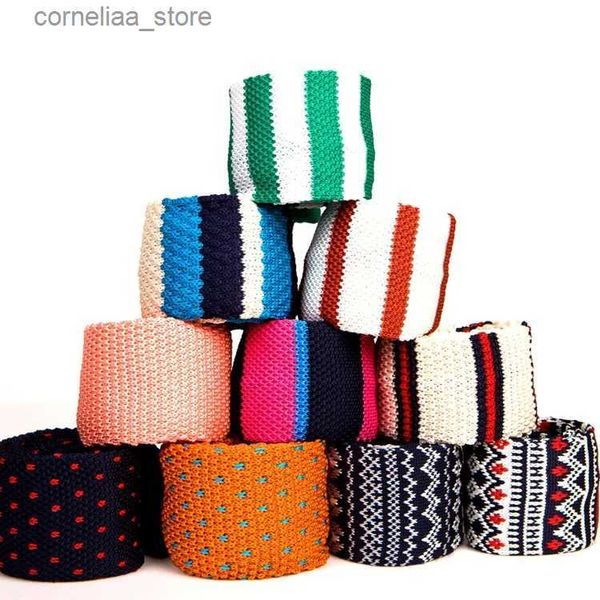 Corbatas para el cuello Corbatas para el cuello Moda para hombre Corbata colorida Corbatas de punto Corbata Color sólido Estrecho Delgado Flaco Tejido Llano Cravate Corbatas estrechas Y240325