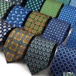 Cravates Cravates Cravates de haute qualité en soie douce 51 couleurs mode 75 cm motif géométrique cravate pour hommes costume de réunion d'affaires de mariage Grava Dhmna