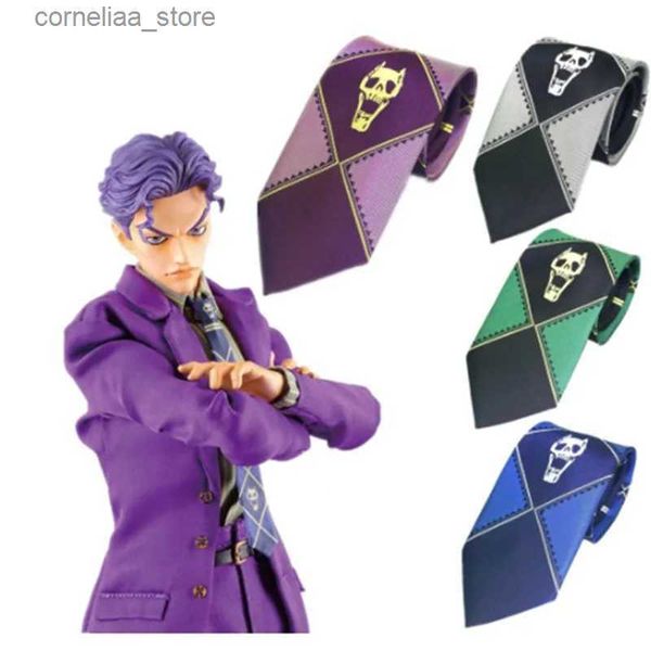 Cravates Cravates JoJos Bizarre Adventure Cosplay Kira Yoshikage KILLER QUEEN Crâne Cravate Halloween Prop Accessoires Cadeaux Y240325