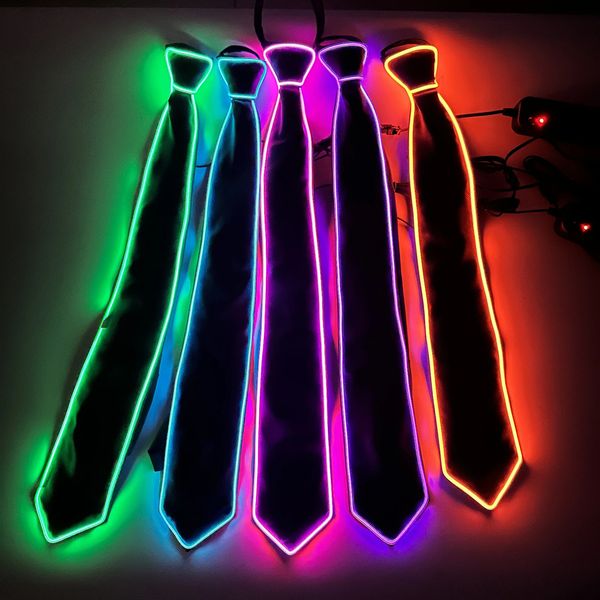 Corbata Corbata Corbata de cuello Luminoso Bloque Tada Tida Men Regalo El Cable de alambre de la fiesta Decoración de la fiesta de bodas Led para hombres Regalos de niños Bids 231128