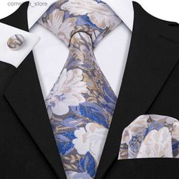 Cravates Cravates de luxe florales de mariage cravate pour hommes fête d'affaires 100% soie cravate ensemble Barry.Wang Design de mode cravates livraison directe LS-5073 Y240325