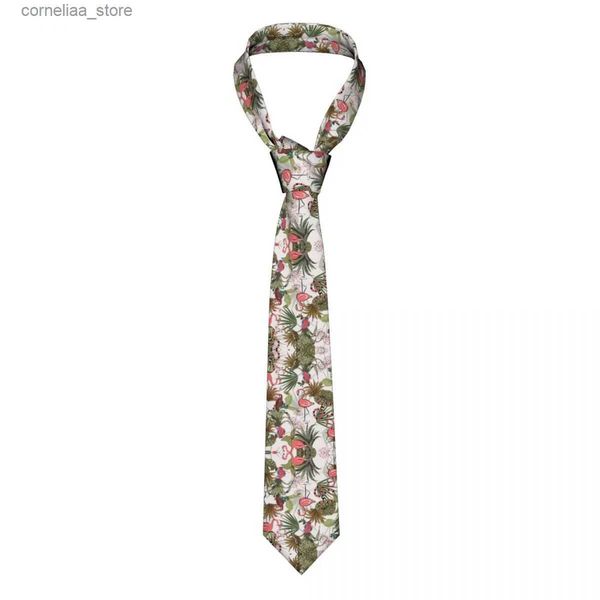 Corbatas para el cuello Corbatas para hombre Corbata delgada Flaca Flores tropicales Hojas de palma Plantas de la selva Flamencos Serpiente Corbata Estilo libre Hombres Corbata Fiesta Boda Y240325