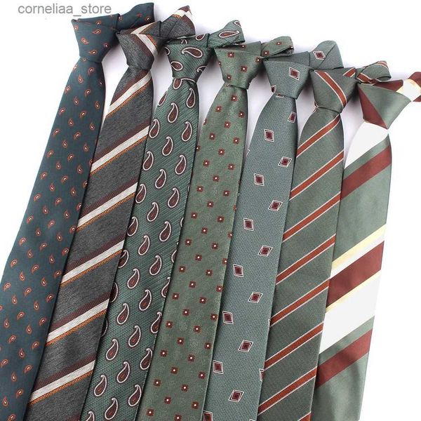 Corbatas Corbatas Nuevo Ejército Corbatas verdes para hombres Mujeres Corbata a rayas para padrinos de boda Paisley Corbata para hombre para boda Corbatas tejidas de moda para regalos Y240325