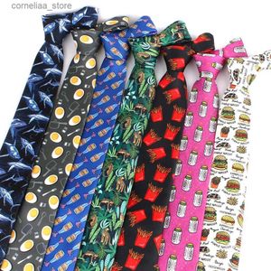 Stropdassen Nieuwe stropdassen met grappige print Casual skinny stropdas voor feestjongens Meisjes stropdas Bruiloftsstropdas voor bruidegom Nekkleding voor mannen Gravata Y240325