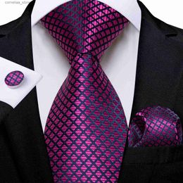 Stropdassen Nieuwe paarse effen kleur heren 8 cm zijden stropdas pochet manchetknopen bruiloft zakelijke set accessoires cadeau Corbata Y240325