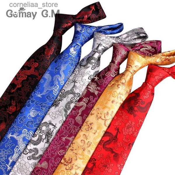 Cravates Cravates Nouvelles cravates en soie Style chinois cravates pour hommes Jacquard tissé hommes cravate affaires costumes de fête cravate Gravata 9 cm largeur Corbatas Y240325