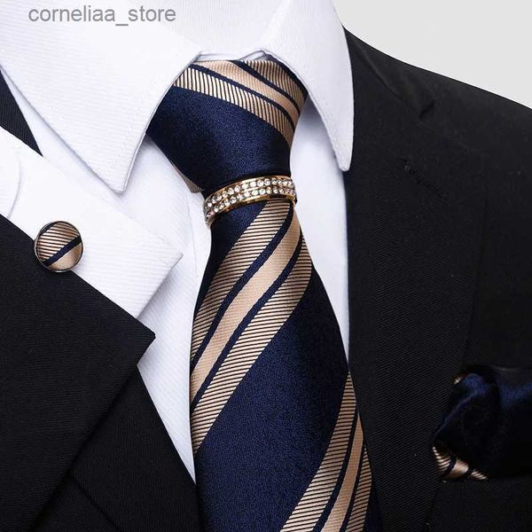 Corbata Corbatas Corbato Nice a mano tejida hecha festiva corbata pañuelo gemelo collar accesorios de ropa beige paisley Día de Pascua Y240325