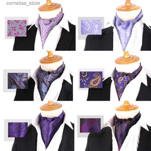 Nekbanden nekbanden paarse mannen cashew tie bruiloft formele cravat ascot bindt scrunch self British genter polyester zachte paisley nek stropdas luxe y240325