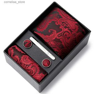 Cravates Cravates Cravates Cravate Pour Hommes Marque En Gros Cravate Poche Carrés Boutons De Manchette Ensemble Cravate Rouge Pasily Costume Accessoires Fit Groupe Y240325